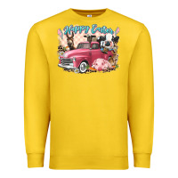 Lemon Happy Easter truck with Easter farm animals Premium Sweatshirt - LillyAllenDesigns