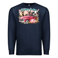 Navy Happy Easter truck with Easter farm animals Premium Sweatshirt - LillyAllenDesigns