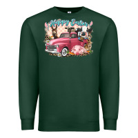 Sports Green Happy Easter truck with Easter farm animals Premium Sweatshirt - LillyAllenDesigns