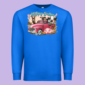 Happy Easter Truck With Easter Farm Animals Premium Sweatshirt Designed By Lillyallendesigns