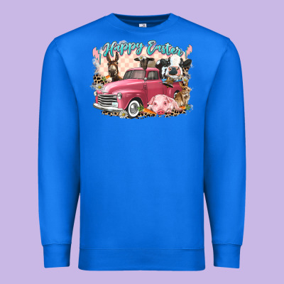 Happy Easter Truck With Easter Farm Animals Premium Sweatshirt Designed By Lillyallendesigns