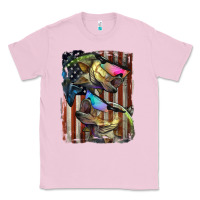 Bubblegum Pink American Flag With Bass Fish Classic Tee - LillyAllenDesigns