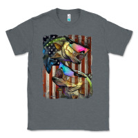 Charcoal Heather American Flag With Bass Fish Classic Tee - LillyAllenDesigns