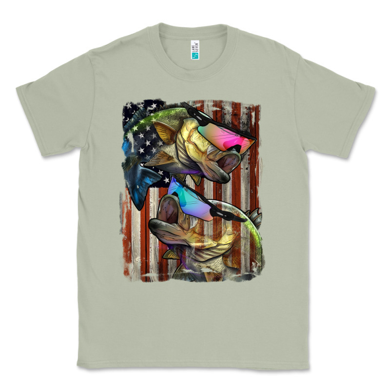 American Flag With Bass Fish Classic Tee by LillyAllenDesigns | Teevron