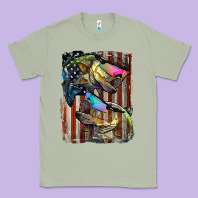 American Flag With Bass Fish Classic Tee Designed By Lillyallendesigns