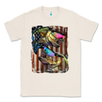 Natural American Flag With Bass Fish Classic Tee - LillyAllenDesigns