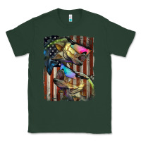 Sports Green American Flag With Bass Fish Classic Tee - LillyAllenDesigns
