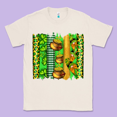 St Patricks Gnomes And Cloves With Leopard  Brushstrokes Classic Tee Designed By Artiststas