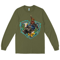 Army Green western heart bullfighter  cactus sunflower aztek pattern Long Sleeve Tee - BarkalooDesign