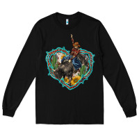 Black western heart bullfighter  cactus sunflower aztek pattern Long Sleeve Tee - BarkalooDesign