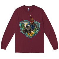 Burgundy western heart bullfighter  cactus sunflower aztek pattern Long Sleeve Tee - BarkalooDesign