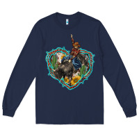 Navy western heart bullfighter  cactus sunflower aztek pattern Long Sleeve Tee - BarkalooDesign