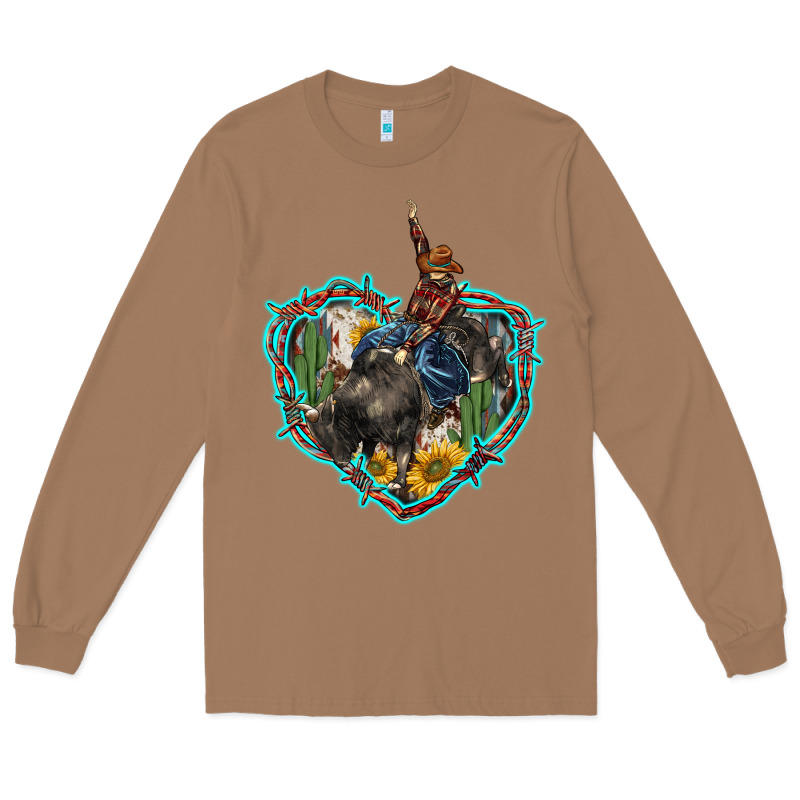 Western Heart Bullfighter  Cactus Sunflower Aztek Pattern Long Sleeve Tee by BarkalooDesign | Teevron