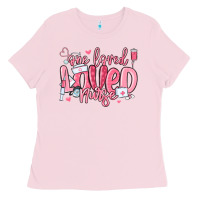 Bubblegum Pink one loved nurse valentine's day Ladies Tee - MaliasSmallBusiness
