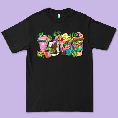 Tropical Coffee Cups Premium Tee Designed By Zillion Design Studio