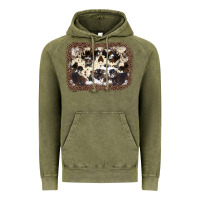 Vintage Olive Cowhide Leopard Background Vintage Hoodie - JahusDesignShop