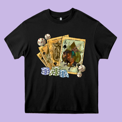Western Rodeo Playing Cards Tbw Heavy Core Tee Designed By Texasbilliewilder