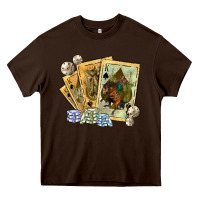 Chocolate Brown western rodeo playing cards tbw Heavy Core Tee - texasbilliewilder