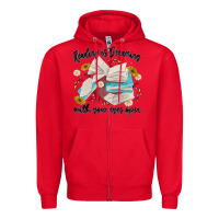 Red reading is dreaming with your eyes open Zipper Hoodie - MaliasSmallBusiness