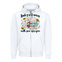 White reading is dreaming with your eyes open Zipper Hoodie - MaliasSmallBusiness