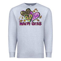 Heather Grey Mardi Gras heart Premium Sweatshirt - LillyAllenDesigns