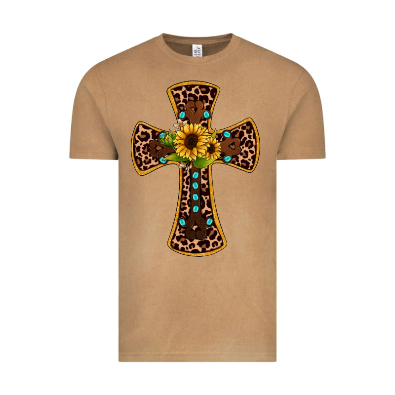 Leopard Gemstone Sunflower Cross Vintage Tee by JahusDesignShop | Teevron