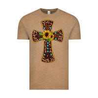 Vintage Coffee leopard gemstone sunflower cross Vintage Tee - JahusDesignShop