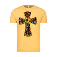 Vintage Mustard leopard gemstone sunflower cross Vintage Tee - JahusDesignShop