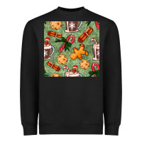 Black christmas hot chocolate and cookies seamless pattern Heavyweight Sweatshirt - BundleAndBundleShop