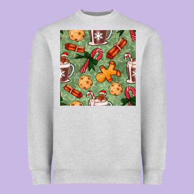 Christmas Hot Chocolate And Cookies Seamless Pattern Heavyweight Sweatshirt Designed By Bundleandbundleshop
