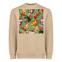 Mushroom christmas hot chocolate and cookies seamless pattern Heavyweight Sweatshirt - BundleAndBundleShop