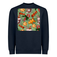 Navy christmas hot chocolate and cookies seamless pattern Heavyweight Sweatshirt - BundleAndBundleShop