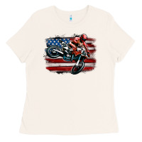 Bone dirt bike american flag Ladies Tee - MaliasSmallBusiness