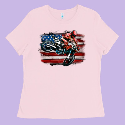 Ladies Tee dirt bike american flag