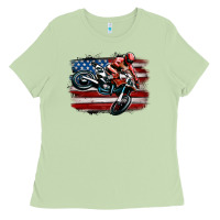 Matcha dirt bike american flag Ladies Tee - MaliasSmallBusiness