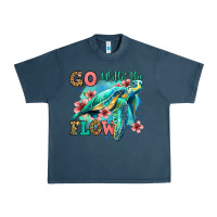 Midnight Navy go with the flow floral turtle Urban Heavy Tee - Jasminsmagicworld