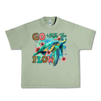 Oil Green go with the flow floral turtle Urban Heavy Tee - Jasminsmagicworld