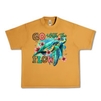 Peanut Butter go with the flow floral turtle Urban Heavy Tee - Jasminsmagicworld