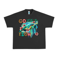 Go With The Flow Floral Turtle Urban Heavy Tee | Teevron
