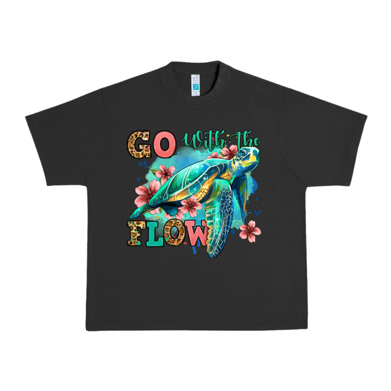 Go With The Flow Floral Turtle Urban Heavy Tee by Jasminsmagicworld | Teevron