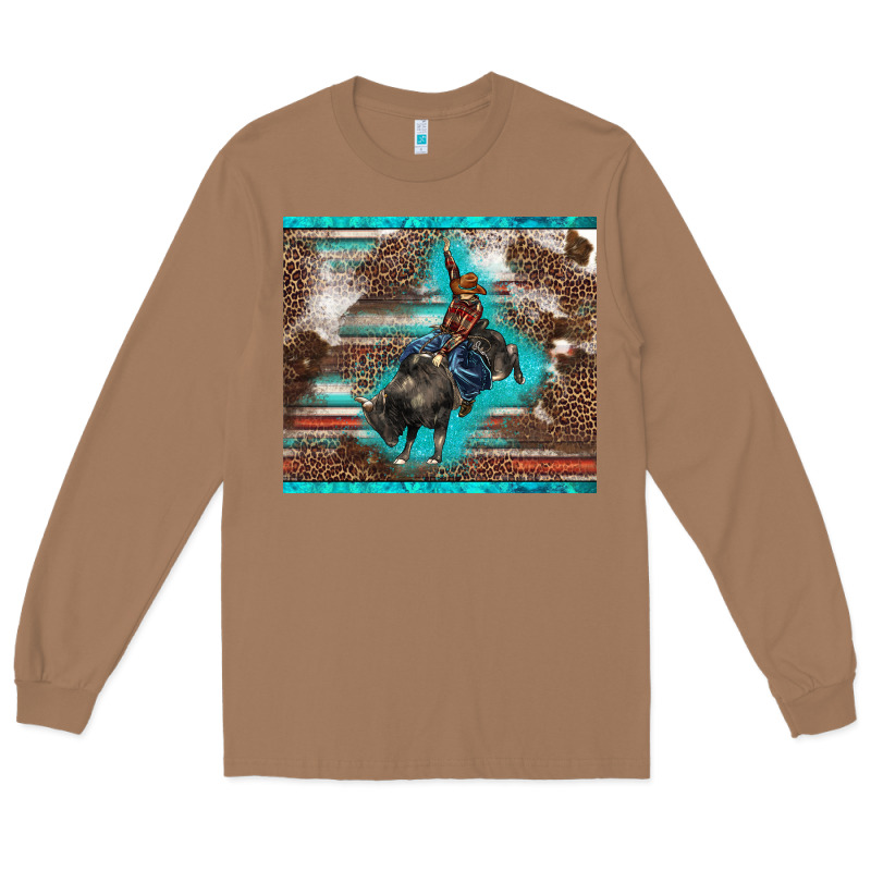 Western Rodeo Bullfighter Serape Leopards Turquoise's Gliterrs Long Sleeve Tee by BarkalooDesign | Teevron