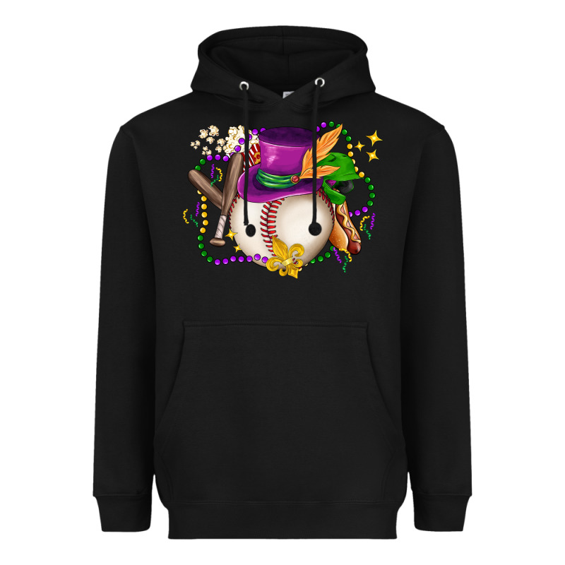 Mardi Gras Baseball Heavyweight Hoodie by LillyAllenDesigns | Teevron