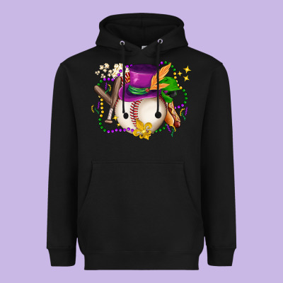 Mardi Gras Baseball Heavyweight Hoodie Designed By Lillyallendesigns