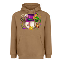 Toasted Coconut mardi gras baseball Heavyweight Hoodie - LillyAllenDesigns