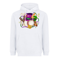 White mardi gras baseball Heavyweight Hoodie - LillyAllenDesigns