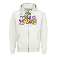 Oatmeal Heather mardi gras mama Zipper Hoodie - MaliasSmallBusiness