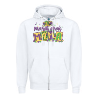 White mardi gras mama Zipper Hoodie - MaliasSmallBusiness