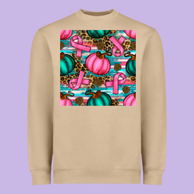 Breast Cancer Awareness With Pumpkins Seamless Pattern Heavyweight Sweatshirt Designed By Bundleandbundleshop