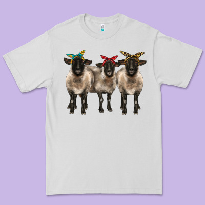 3 Sheeps Suffolk Ewe With Bandana Premium Tee Designed By Barkaloodesign