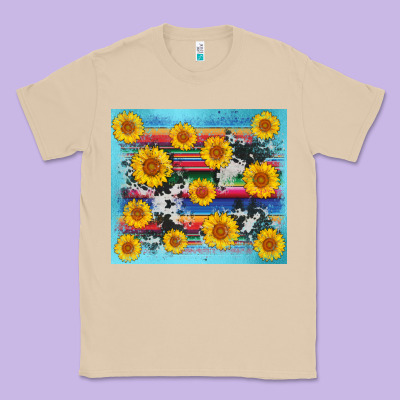 Serape Cowhide Sunflower Classic Tee Designed By Adodesignshop